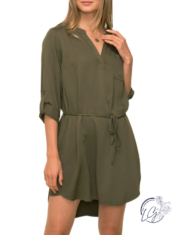 Autumn Vibes Belted T-Shirt Dress Lace Blend Ribbed Blend Corduroy Blend