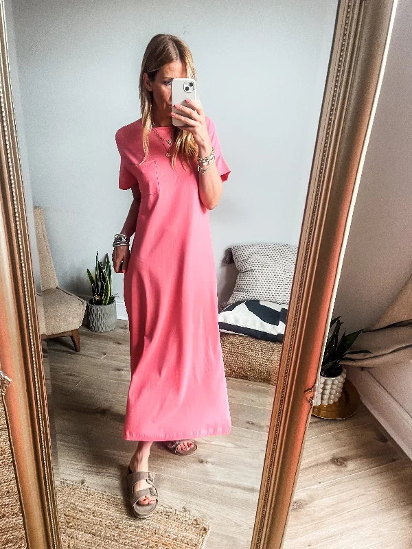 b.young Pandinna T-Shirt Maxi Dress PREMIUM BRAND Welt Pockets Slit Pockets