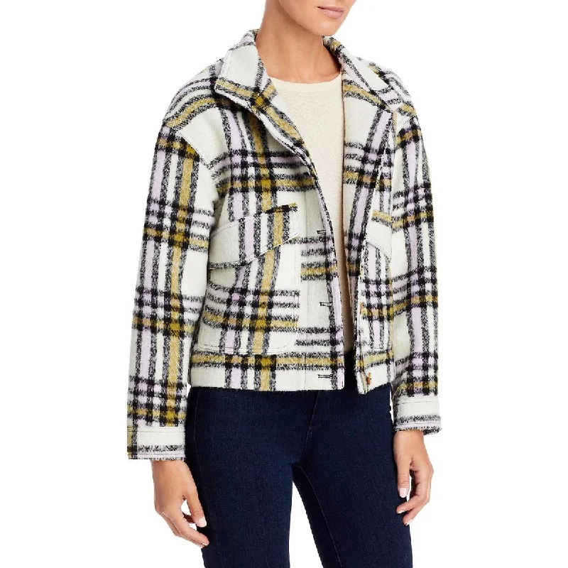 Bagatelle Women's Plaid Print Oversized Cropped Jacket Faux Fur Fabric Real Fur Fabric Shearling Fabric Bagatelle Women's Plaid Print Oversized Cropped Jacket Faux Fur Fabric Real Fur Fabric Shearling Fabric