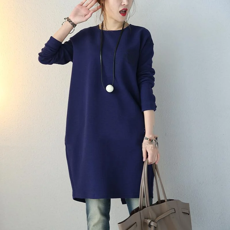 boutique blue winter sweater plus size clothing baggy dresses pullover women O neck long sleeve blouse Flutter Sleeve Feminine boutique blue winter sweater plus size clothing baggy dresses pullover women O neck long sleeve blouse Flutter Sleeve Feminine