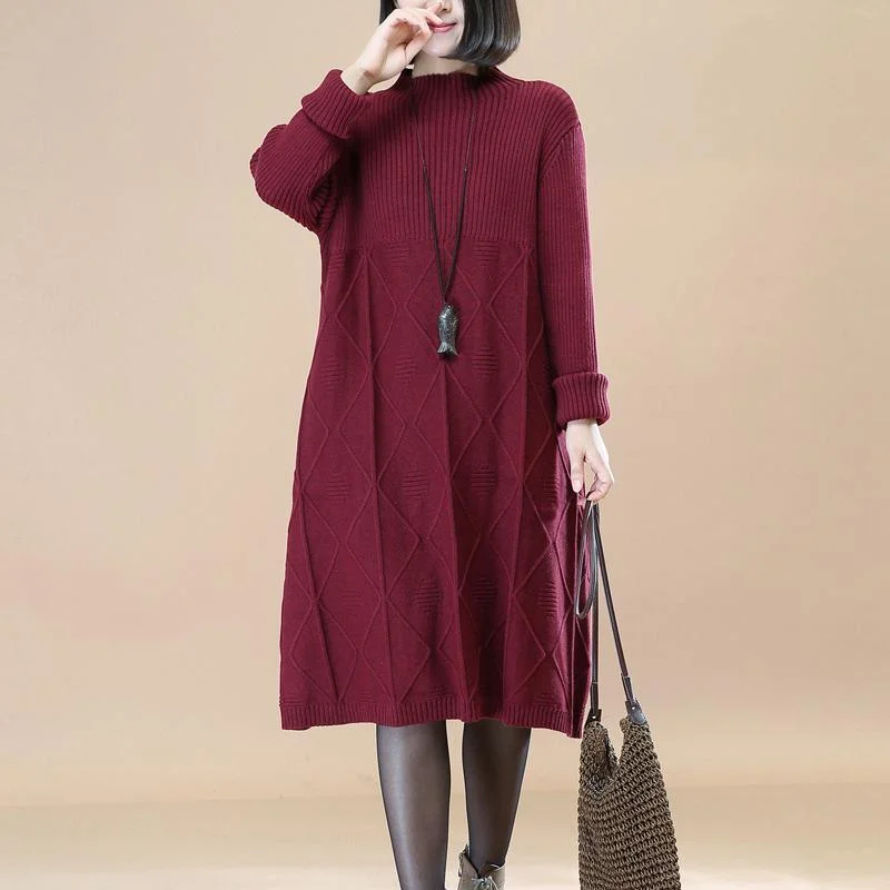 boutique burgundy knit dresses oversize long knit sweaters Fine pullover 2018 spring Lantern Sleeve Elegant boutique burgundy knit dresses oversize long knit sweaters Fine pullover 2018 spring Lantern Sleeve Elegant