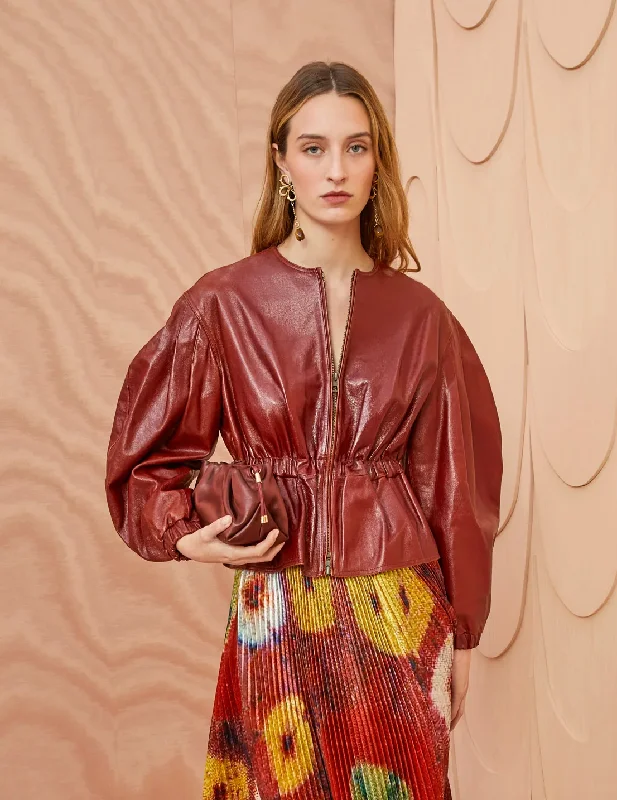 Briar Leather Jacket - Mahogany Cotton Jacket Linen Jacket Terry Jacket