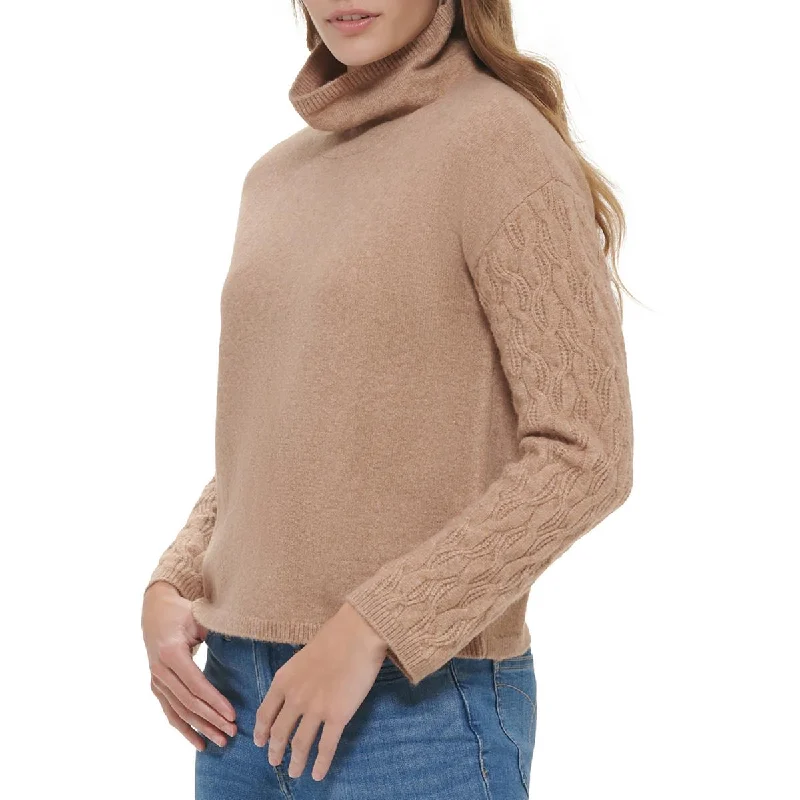 Calvin Klein Womens Cable Knit Cowlneck Pullover Sweater Square Neck Pullover