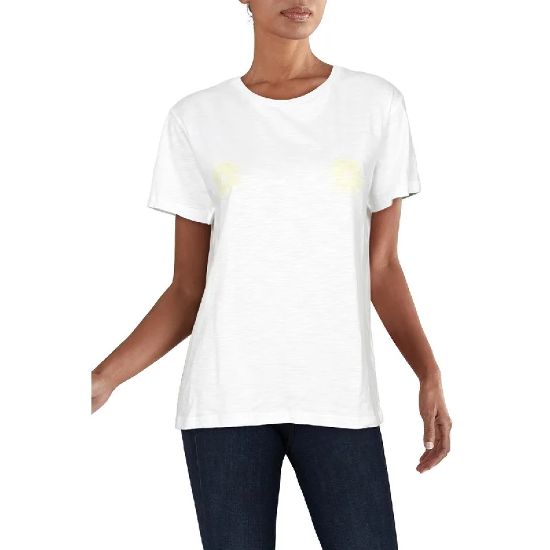 Charlie Holiday Womens Slub Cotton T-Shirt Basic T-Shirt Crew Neck Short Sleeve