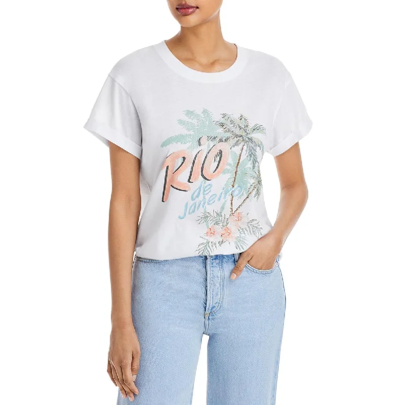 Chaser Womens Graphic Cuffed T-Shirt Elasticated Padded Insulated