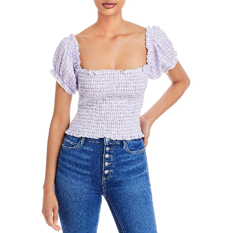 Chaser Womens Smocked Square-Neck Pullover Top Slouchy Comfort Pullover