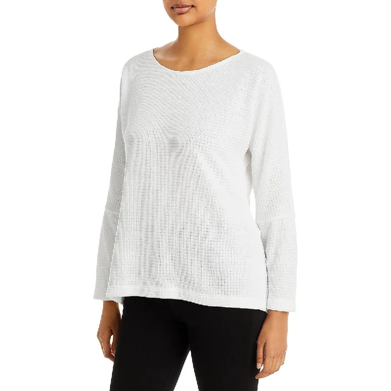 Chenault Womens Ribbed Wide Neck Pullover Top Boat Neck Sweater