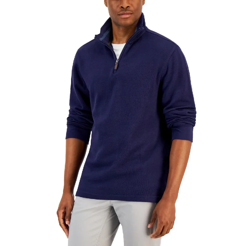 Club Room Mens 1/4 Zip Mock Neck Pullover Sweater Honey Neck Pullover