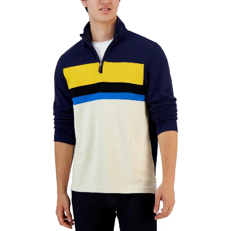 Club Room Mens 1/4 Zip Mock Neck Pullover Sweater Cowl Neck Pullover