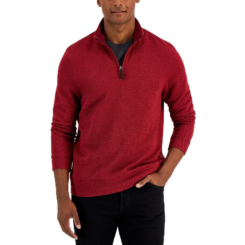 Club Room Mens Birdseye 1/4 Zip Comfortable Pullover Sweater Kimono Neck Pullover