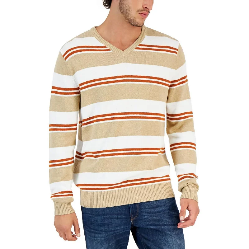 Club Room Mens Cotton V-Neck Pullover Sweater Deep Neck Pullover