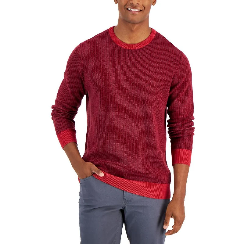 Club Room Mens Knit Crew Neck Pullover Sweater Cable Knit Chunky