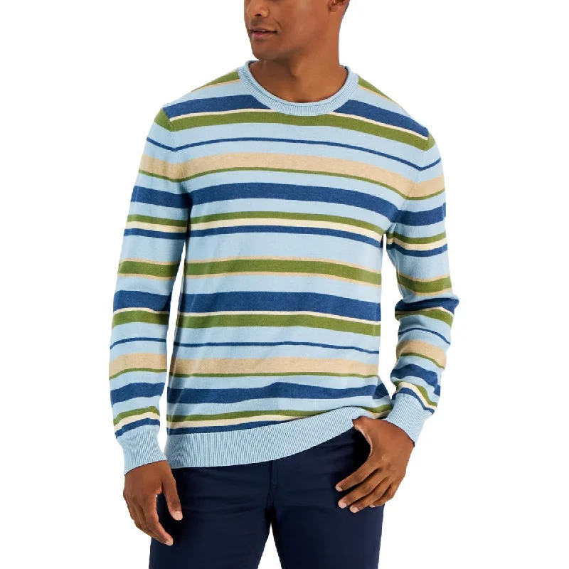Club Room Mens Striped Knit Pullover Sweater Box Sleeve Comfort