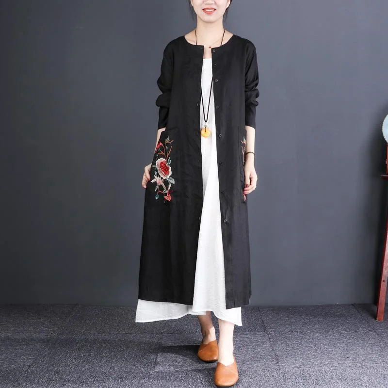 Comfy black jackets oversized o neck embroidery dress Print Jacket Jacquard Jacket Embroidered Jacket Comfy black jackets oversized o neck embroidery dress Print Jacket Jacquard Jacket Embroidered Jacket