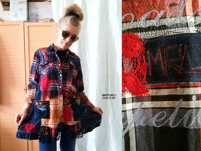 Denim Jacket Dress,M Embroidered Shirt Dress Knit Fabric Woven Fabric Fleece Fabric