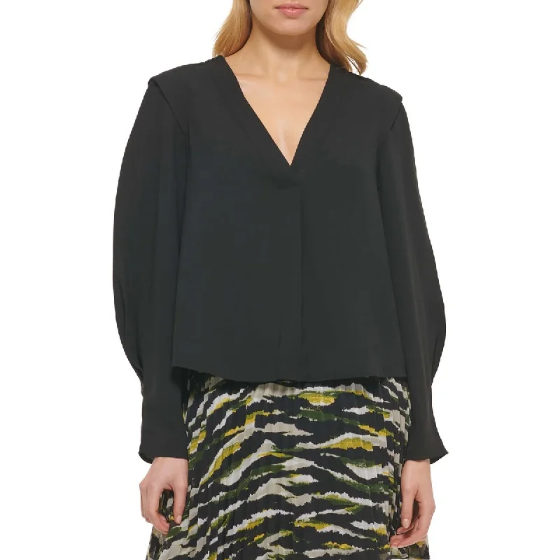 DKNY Womens Solid  Pullover Top Fitted Ribbed Sweater