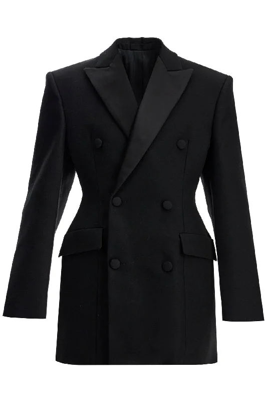 double-breasted blazer dress W4053R14 BLACK Women's Vacation Suit