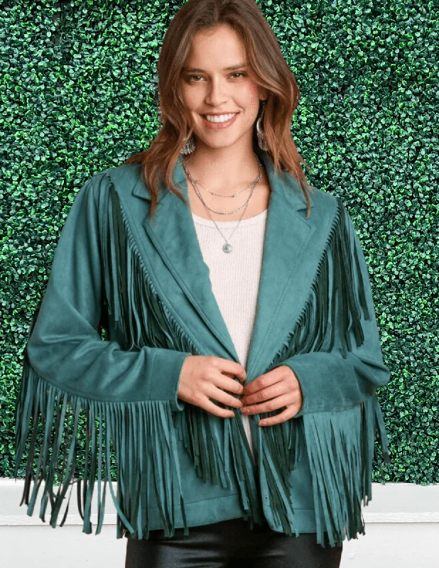 Teal Fringe Jacket Fleece Jacket Down Jacket Parka