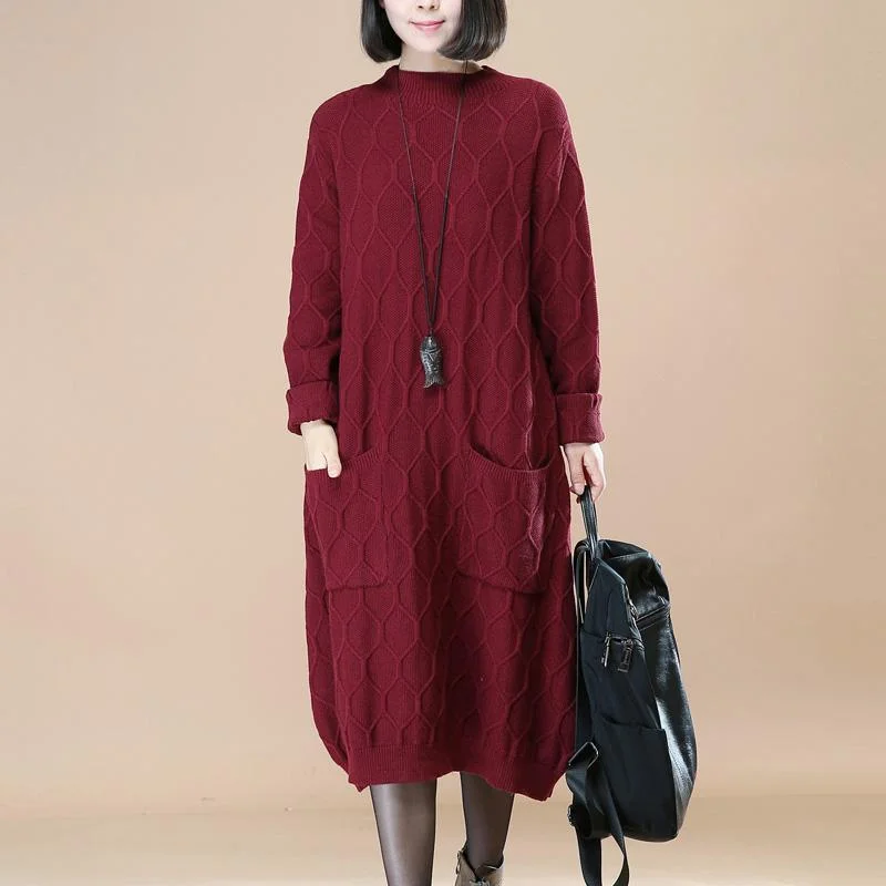 Fine burgundy sweater dress Loose fitting pullover sweater boutique sweater Peter Pan Collar Fine burgundy sweater dress Loose fitting pullover sweater boutique sweater Peter Pan Collar