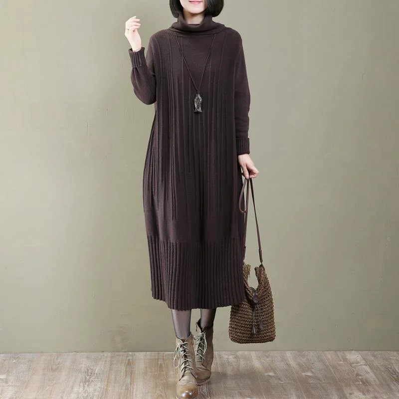Fine chocolate knit dress plus size clothing sweaters New pullover Plunging Neck Pullover Fine chocolate knit dress plus size clothing sweaters New pullover Plunging Neck Pullover