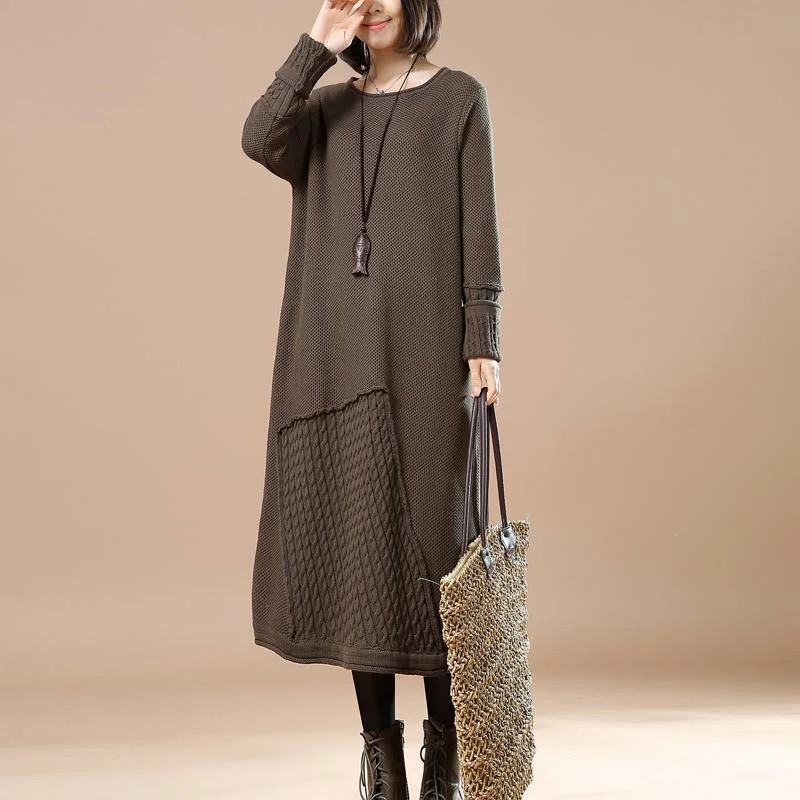 Fine khaki asymmetrical knit dresses plussize long knit sweaters women patchwork pullover sweater Oblong Neck Pullover Fine khaki asymmetrical knit dresses plussize long knit sweaters women patchwork pullover sweater Oblong Neck Pullover