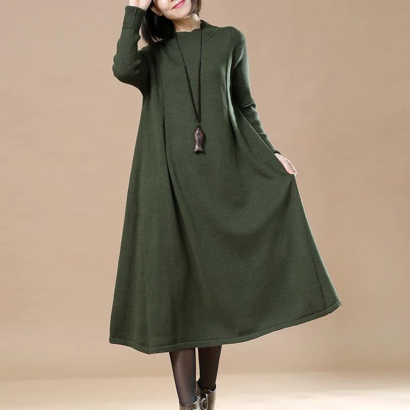Fine tea green long sweaters plus size pullover sweater vintage baggy knit dresses long sweaters Mock Neck Pullover Fine tea green long sweaters plus size pullover sweater vintage baggy knit dresses long sweaters Mock Neck Pullover