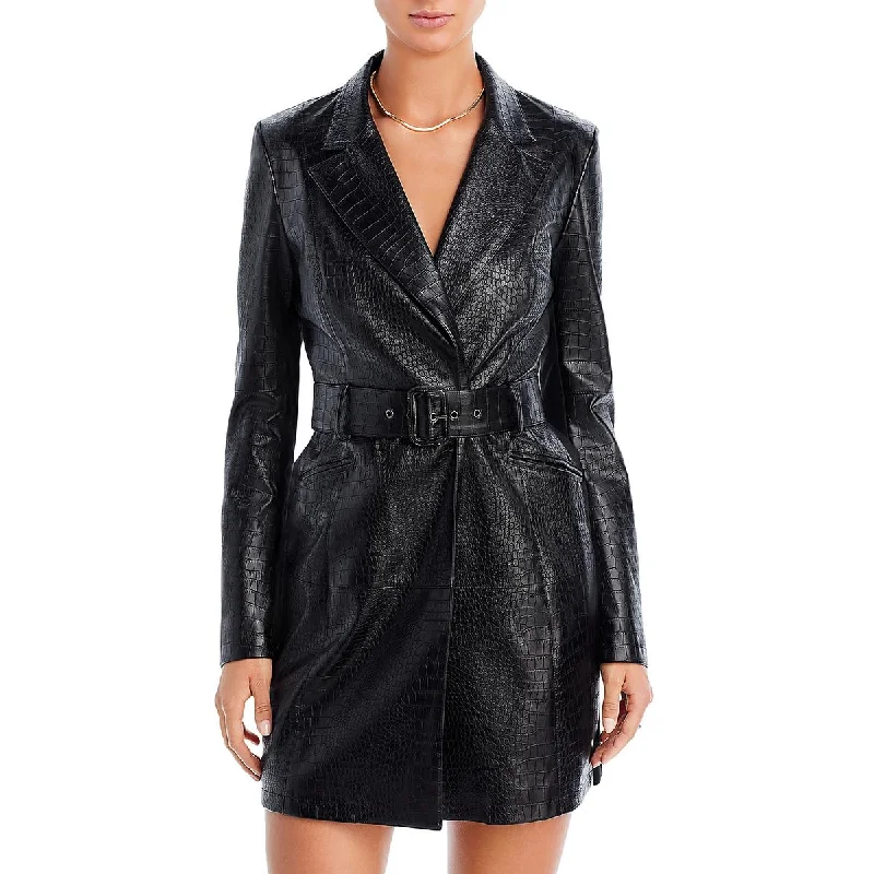French Connection Womens Clancy Faux Leather Jacket Shirtdress Snapped Jacket Toggled Jacket Drawstring Jacket French Connection Womens Clancy Faux Leather Jacket Shirtdress Snapped Jacket Toggled Jacket Drawstring Jacket