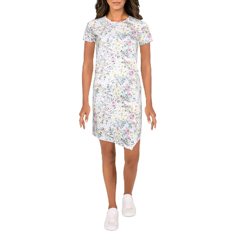 Generation Love Womens Holly Tie-Dye Short Sleeve T-Shirt Dress Striped Floral Plaid