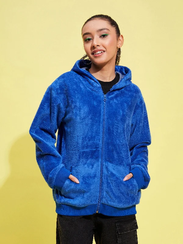 Girls Royal Blue Fleece Fur Front Pocket Hoodie Jacket Cotton Jacket Linen Jacket Terry Jacket Girls Royal Blue Fleece Fur Front Pocket Hoodie Jacket Cotton Jacket Linen Jacket Terry Jacket