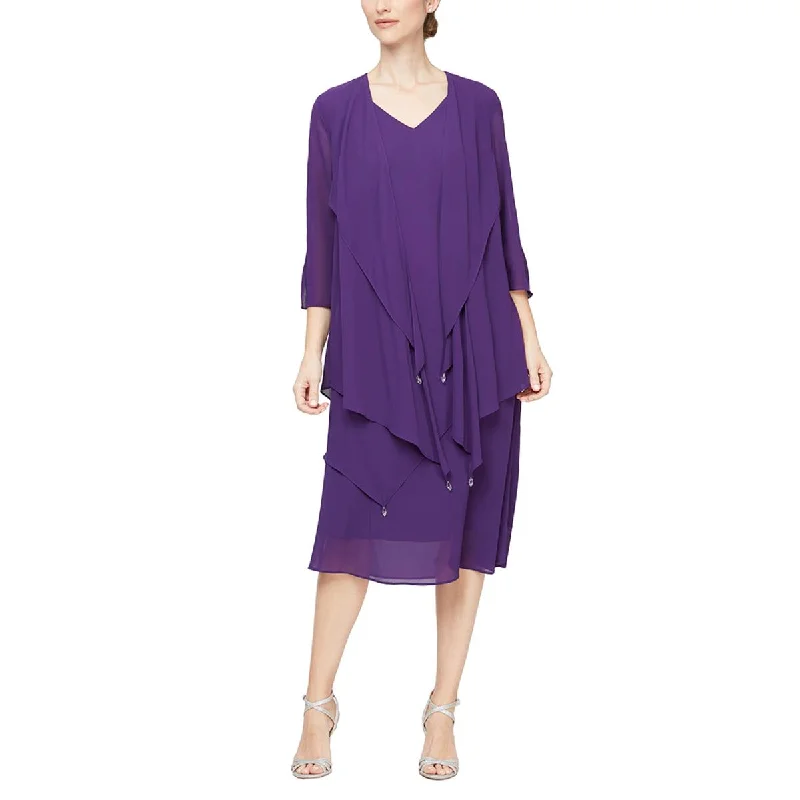 Jeanne Alexander by Alex Evenings Womens Plus Jacket Cocktail Two Piece Dress Knit Fabric Woven Fabric Fleece Fabric Jeanne Alexander by Alex Evenings Womens Plus Jacket Cocktail Two Piece Dress Knit Fabric Woven Fabric Fleece Fabric