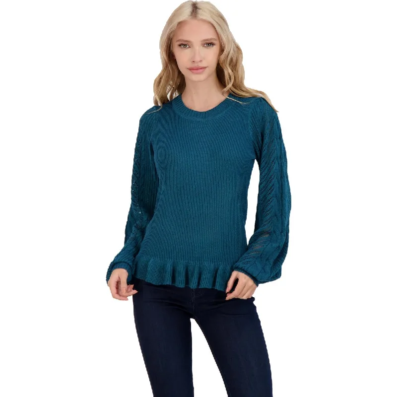Jessica Simpson Gemma Women's Pointelle Knit Ruffled Pullover Sweater Sarouel Sleeve Pullover Jessica Simpson Gemma Women's Pointelle Knit Ruffled Pullover Sweater Sarouel Sleeve Pullover