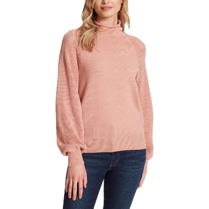 Jessica Simpson Saskia Women's Mock Neck Mesh Sleeve Slouchy Pullover Sweater Asymmetrical Neck Pullover Jessica Simpson Saskia Women's Mock Neck Mesh Sleeve Slouchy Pullover Sweater Asymmetrical Neck Pullover