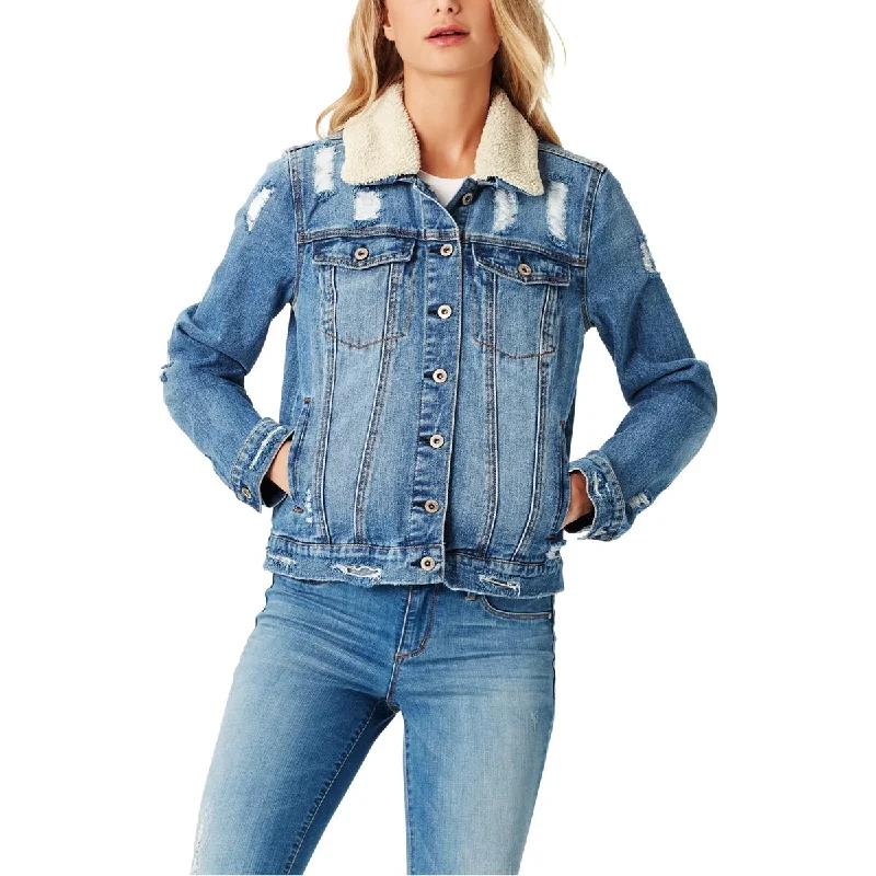 Jessica Simpson Womens Reagan Faded Destroyed Denim Jacket One-Shoulder Jacket Off-the-Shoulder Jacket Asymmetrical Jacket Jessica Simpson Womens Reagan Faded Destroyed Denim Jacket One-Shoulder Jacket Off-the-Shoulder Jacket Asymmetrical Jacket