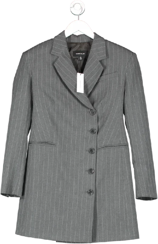 Karen Millen Grey Compact Stretch Pinstripe Single Breasted Blazer Dress UK 6 Women's Business Blazer