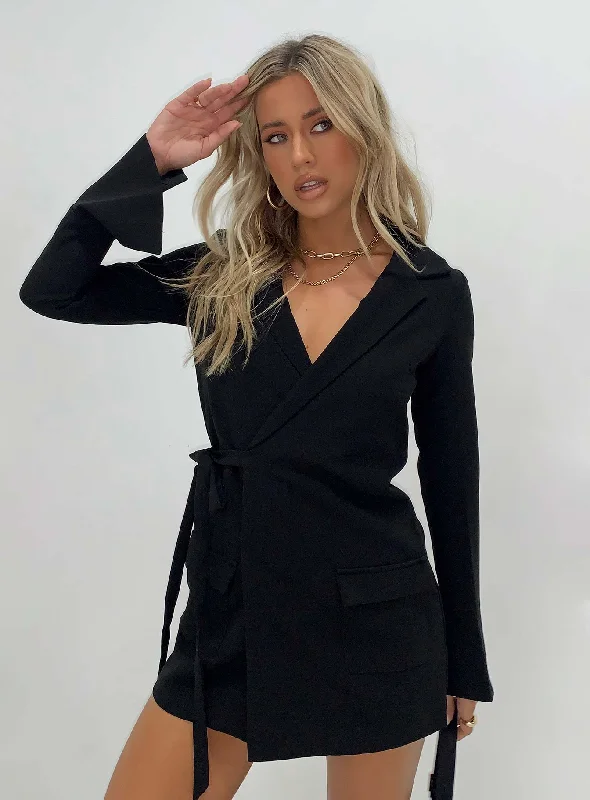 Kyah Wrap Blazer Dress Black Women's Pencil Blazer