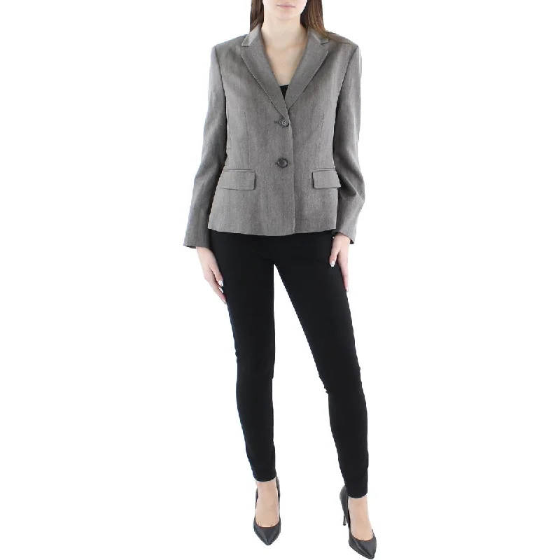 Le Suit Womens Petites Woven Herringbone Two-Button Blazer Women's Premium Blazer