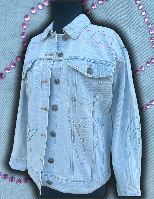 Cowgirl Embellished Denim Jacket Print Jacket Jacquard Jacket Embroidered Jacket