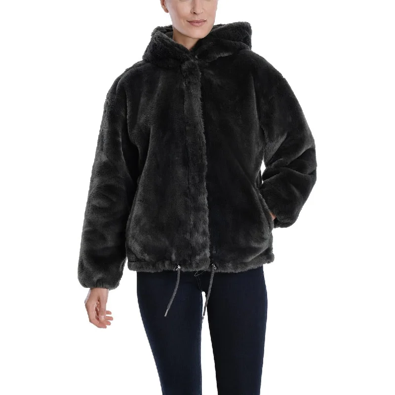 Lucky Brand Women's Soft Faux Fur Hooded Jacket Jacket Blazer Coat