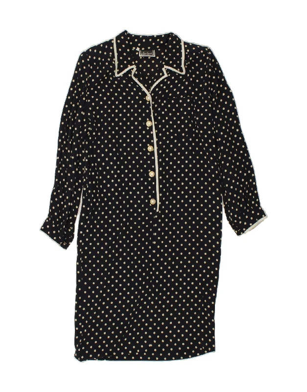 LUISA SPAGNOLI Womens Pullover Shirt Dress UK 14 Large Navy Blue Polka Dot Puff Sleeve Stylish LUISA SPAGNOLI Womens Pullover Shirt Dress UK 14 Large Navy Blue Polka Dot Puff Sleeve Stylish