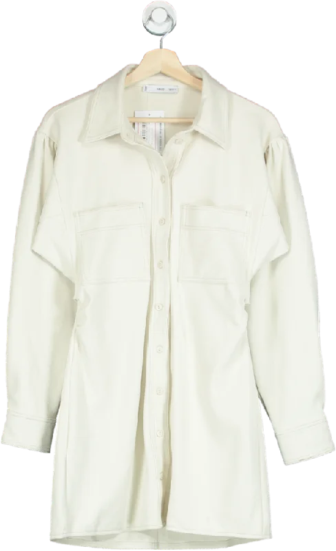 MANGO Cream Blazer Style Mini Dress UK S Women's Trendy Blazer