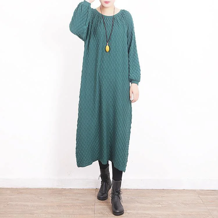 New green knit dress plus size O neck winter dresses casual Plaid pullover sweater Saggy Sleeve Comfort New green knit dress plus size O neck winter dresses casual Plaid pullover sweater Saggy Sleeve Comfort
