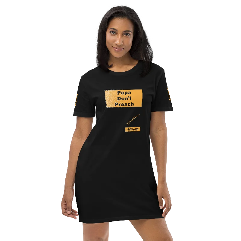 Organic cotton t-shirt dress Notch Collar Peter Pan Collar Cowl Neck