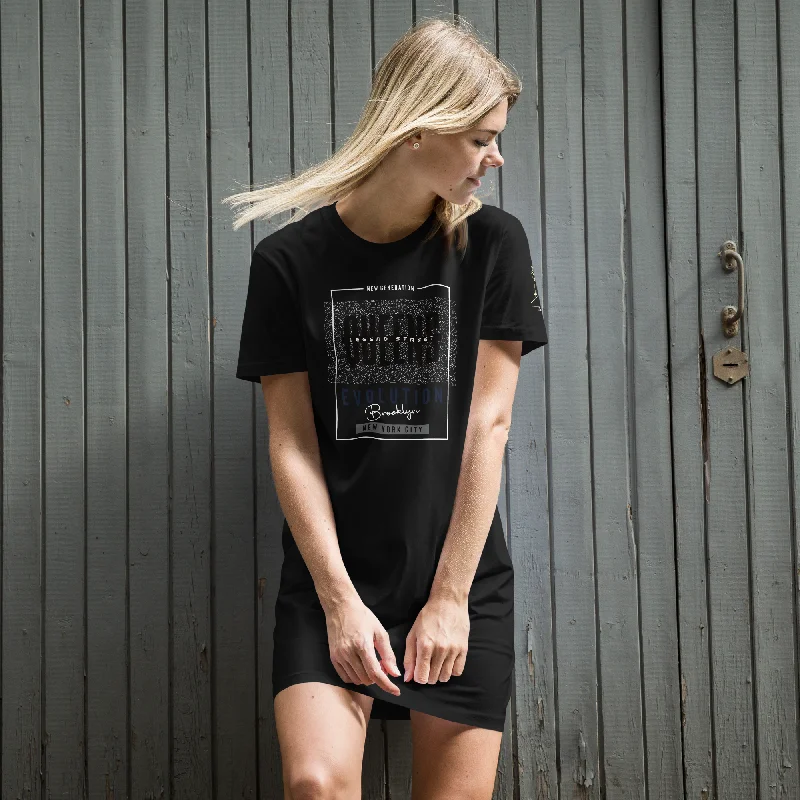 Organic cotton t-shirt dress V-Neck T-Shirt Long Sleeve Cotton