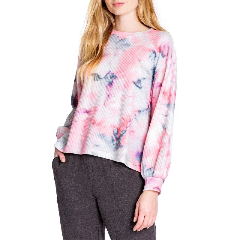 P.J. Salvage Womens WAffle Tie-Dye Pullover Top Wrist Length Sleeve