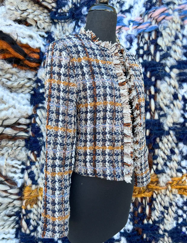 Plaid Tweed Boxy Blazer Women's Warm Suit
