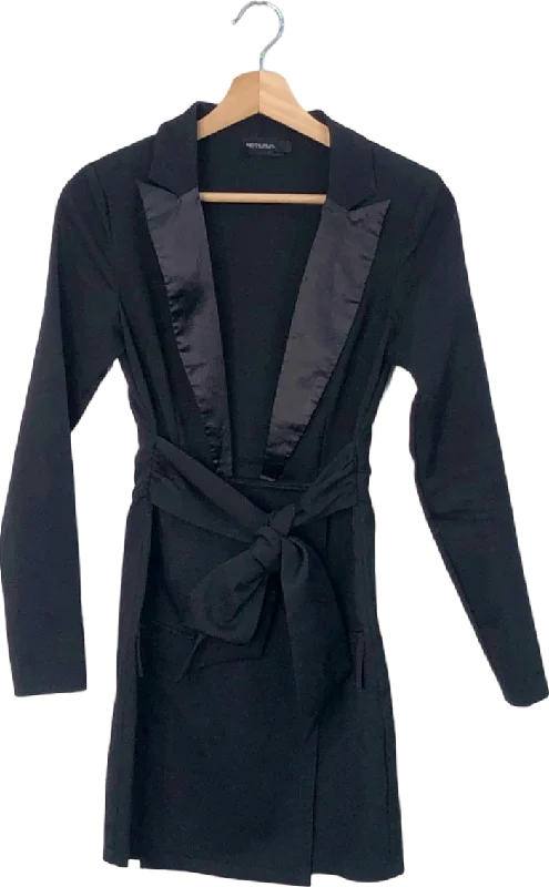 PrettyLittleThing Black Blazer Dress Size UK 6 Women's Print Jacket