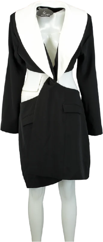 Quaint Black/White Blazer Dress L Women's Trench Blazer