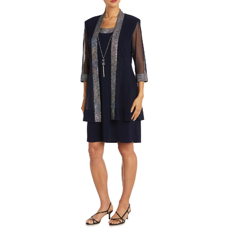 R&M Richards Women's 2 Piece Foil Knit Sleeveless Knee-Length Dress with Jacket Print Jacket Jacquard Jacket Patchwork Jacket R&M Richards Women's 2 Piece Foil Knit Sleeveless Knee-Length Dress with Jacket Print Jacket Jacquard Jacket Patchwork Jacket