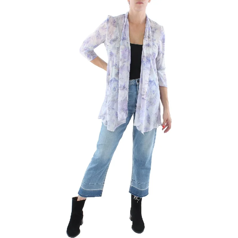 R&M Richards Womens Chiffon Metallic Duster Blazer Women's Fashion Blazer