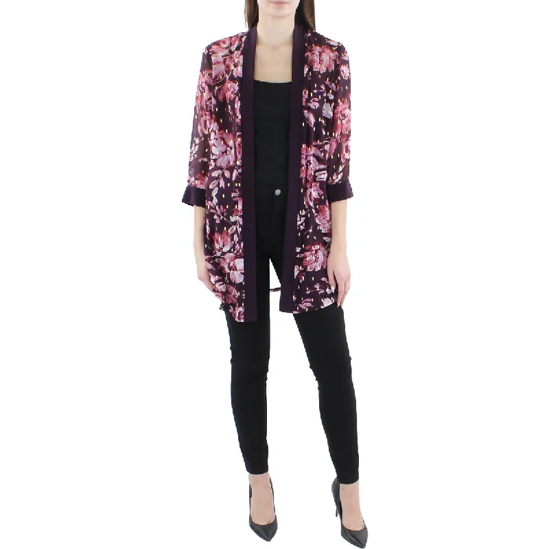 R&M Richards Womens Chiffon Sheer Duster Blazer Women's Classic Suit